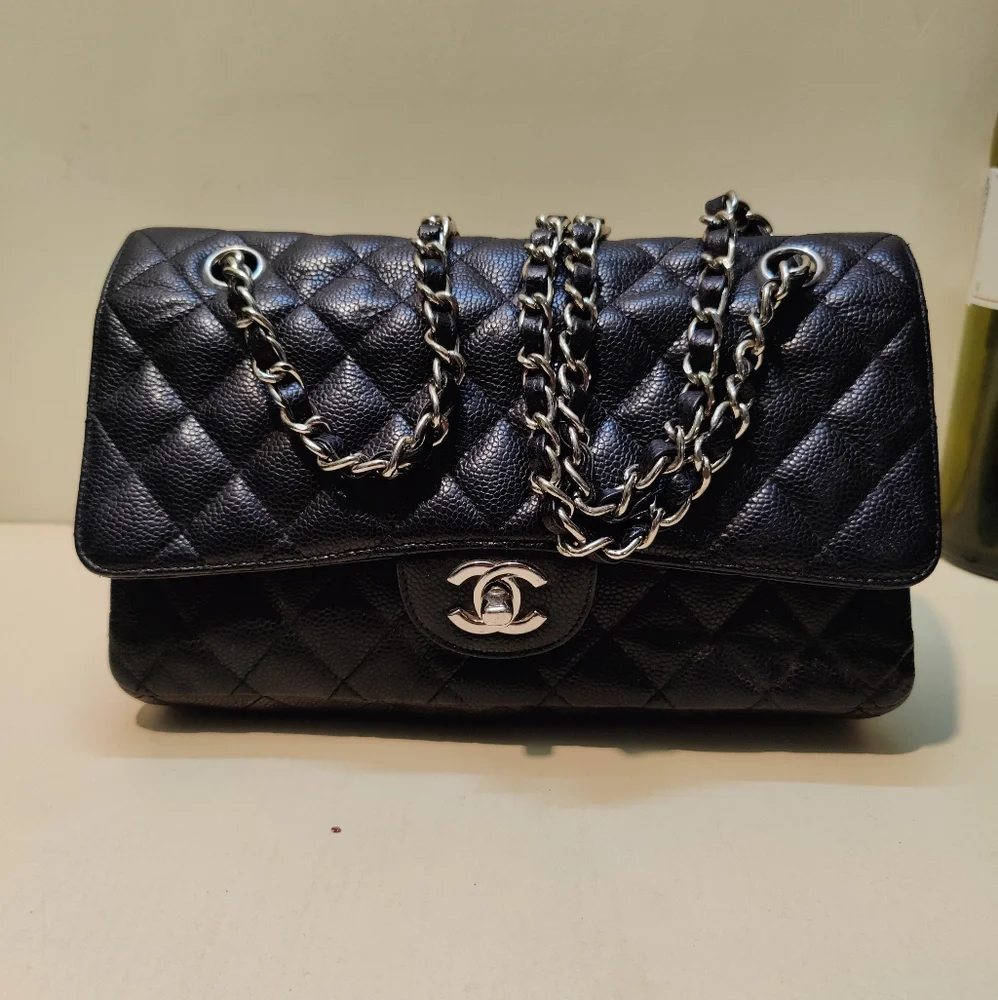 Chanel Black Quilted Caviar Medium Classic Double Flap - 15944875 serial number - Picture 12 of 16